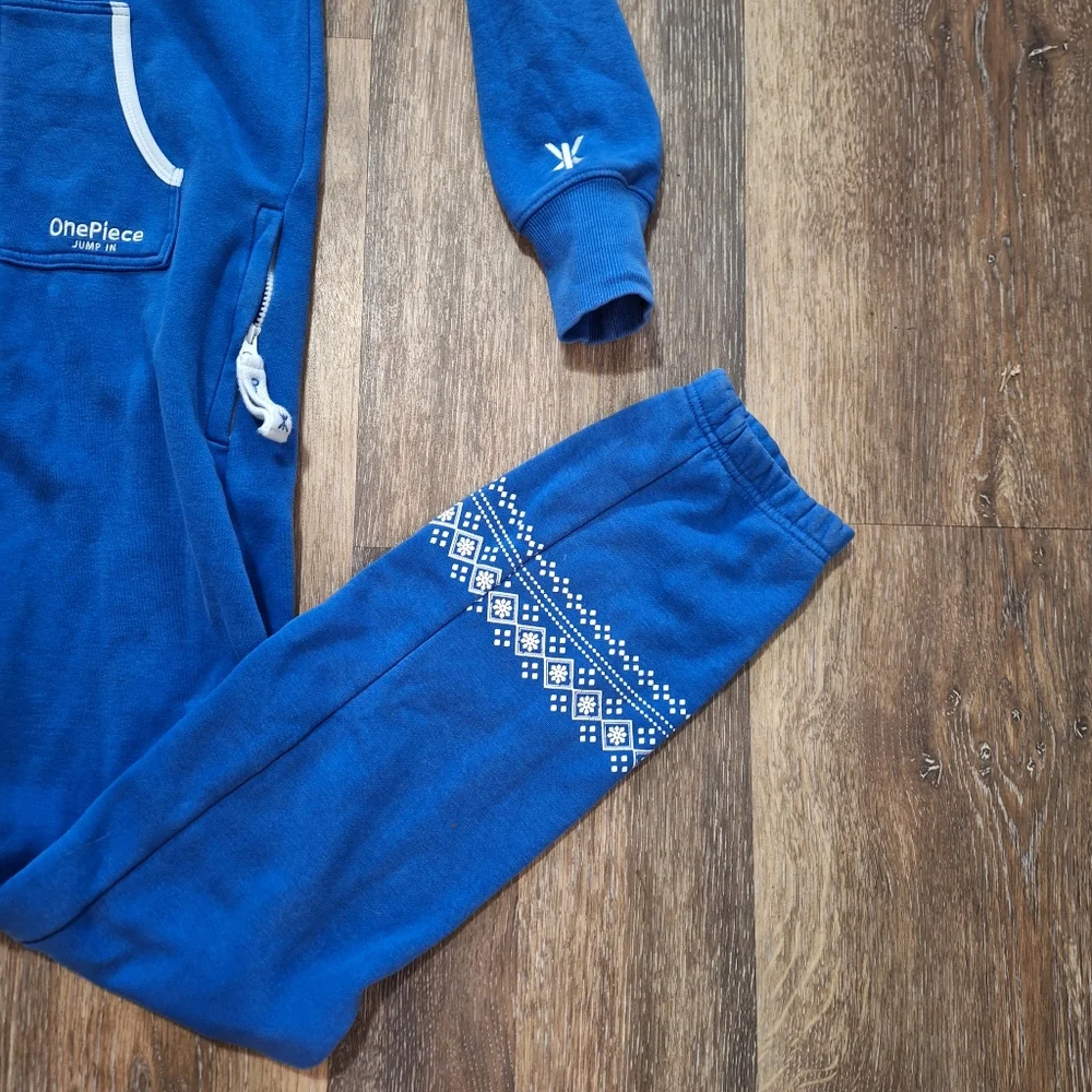 OnePiece Lusekofte Footless Sleeper Pajamas, Blue & White Nordic Print, Sz Xs